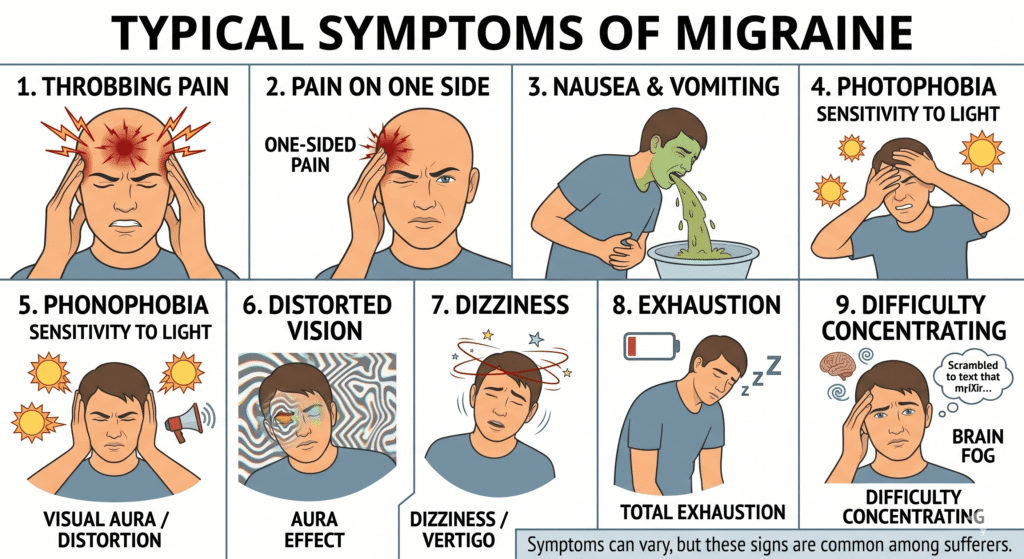 symptoms of migraine